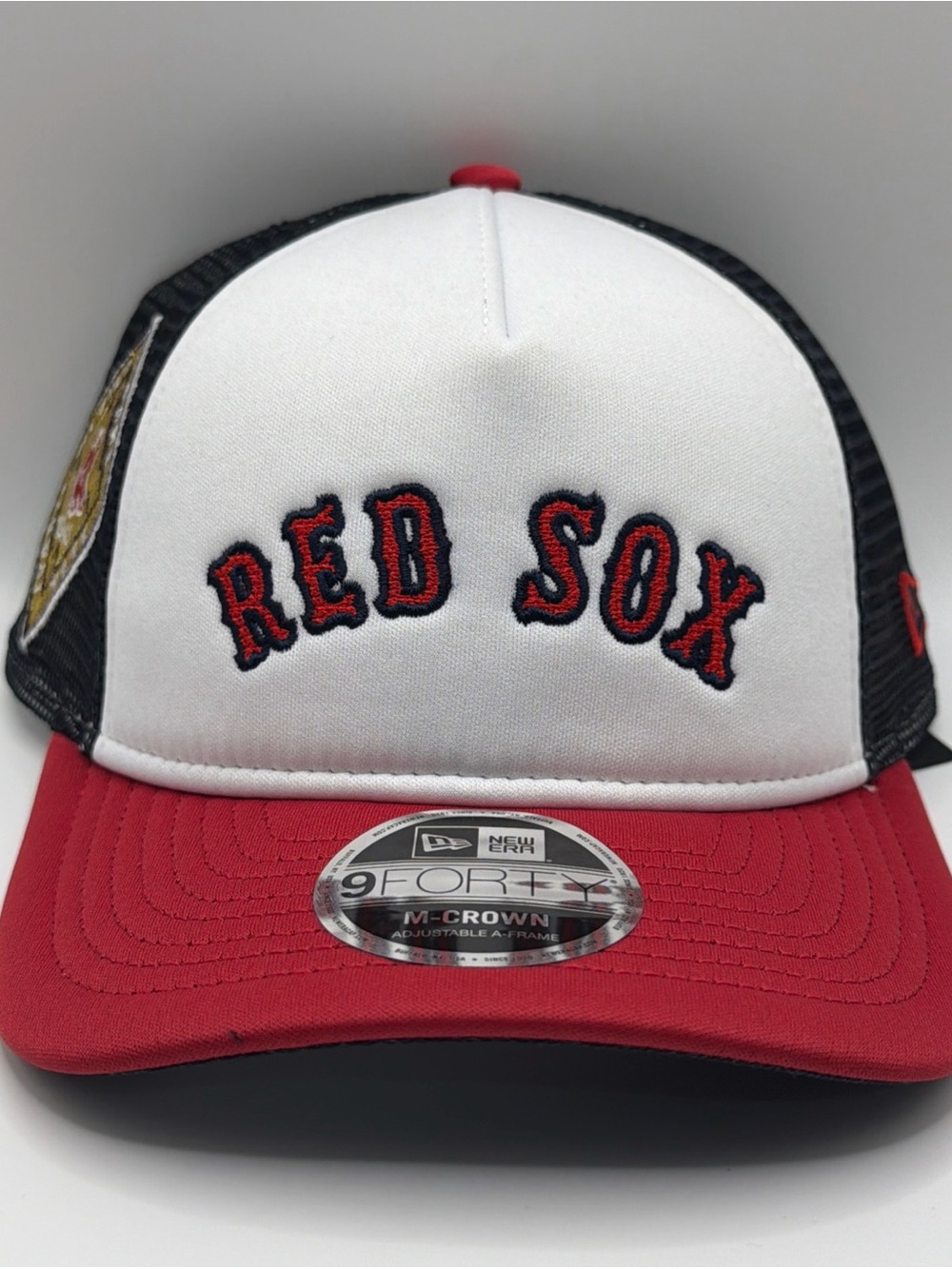 Boston Red Sox New Era 9FORTY M-Crown Mesh Trucker A-Frame Cap White Red Blue